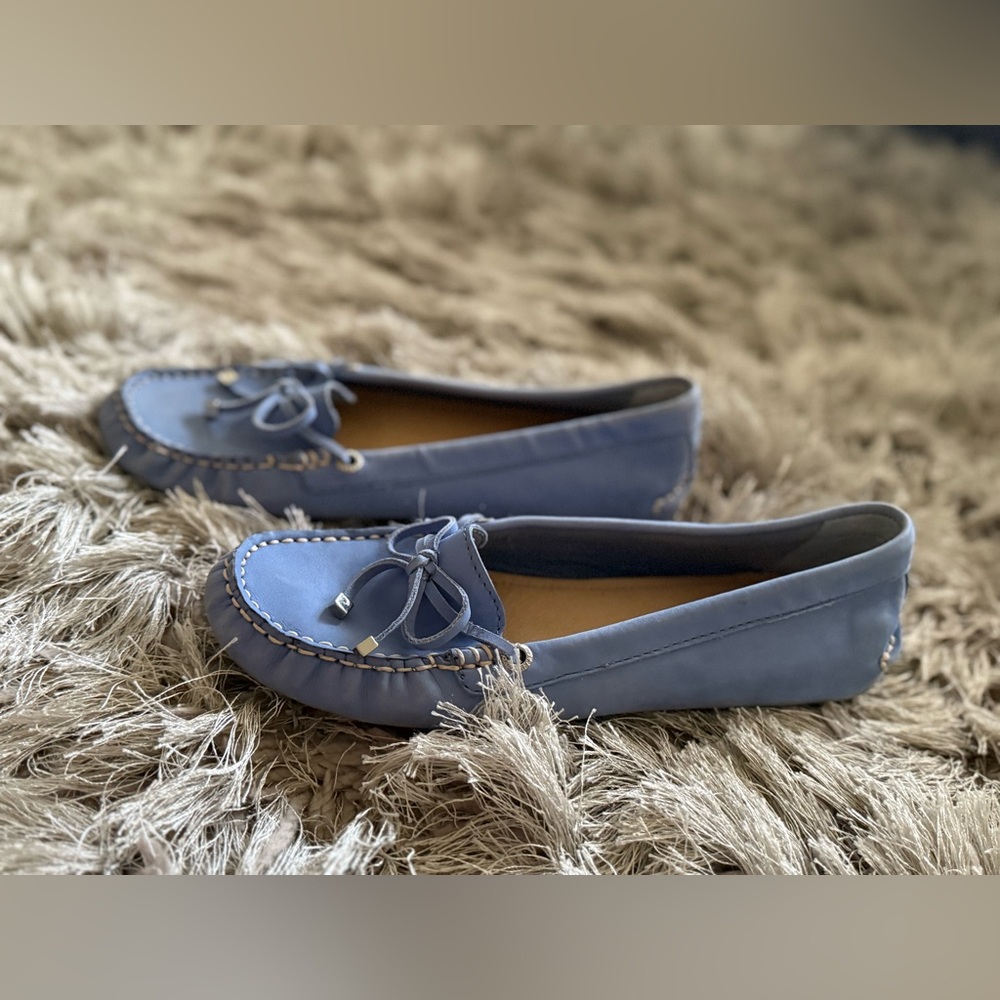 Sperry Light Blue Leather Moccasin Loafers - Picture 3 of 5